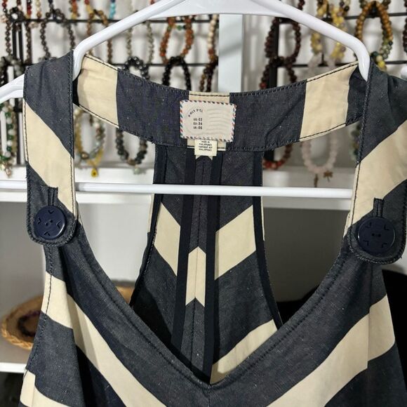 POSTMARK ANTHROPOLOGIE size 2 Linen Chevron Striped Sleeveless Dress - Picture 4 of 6